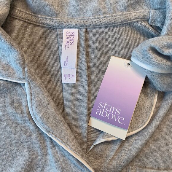 Stars Above Womens Grey Soft Knit Button Down Night Gown Lounge Pajamas- Med NWT - Picture 7 of 7
